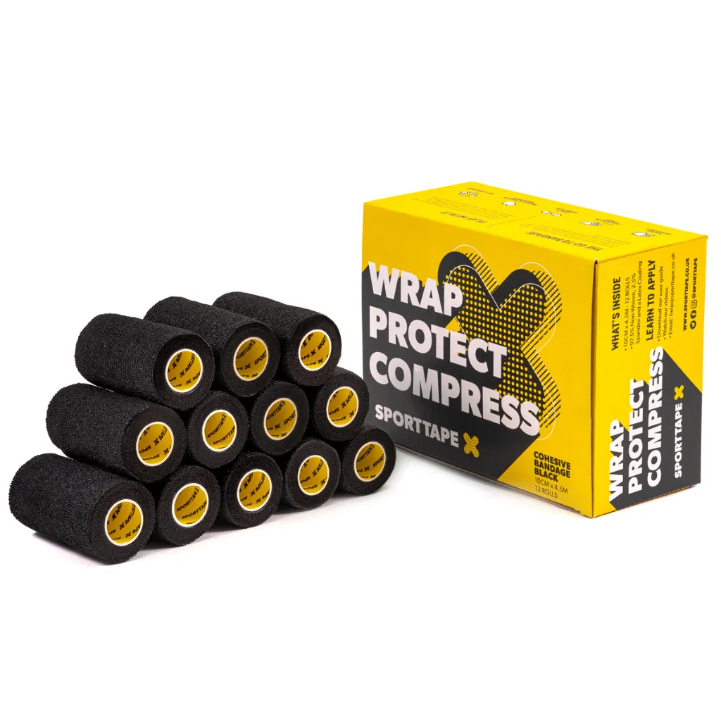 SPORTTAPE - COHESIVE - 10CM x 4.5M - BLACK - 12 ROLLS.webp