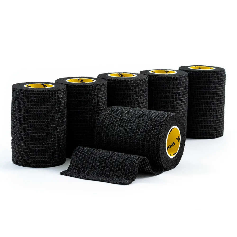 SPORTTAPE - COHESIVE - 7.5CM x 4.5M - BLACK - 6 ROLLS.webp