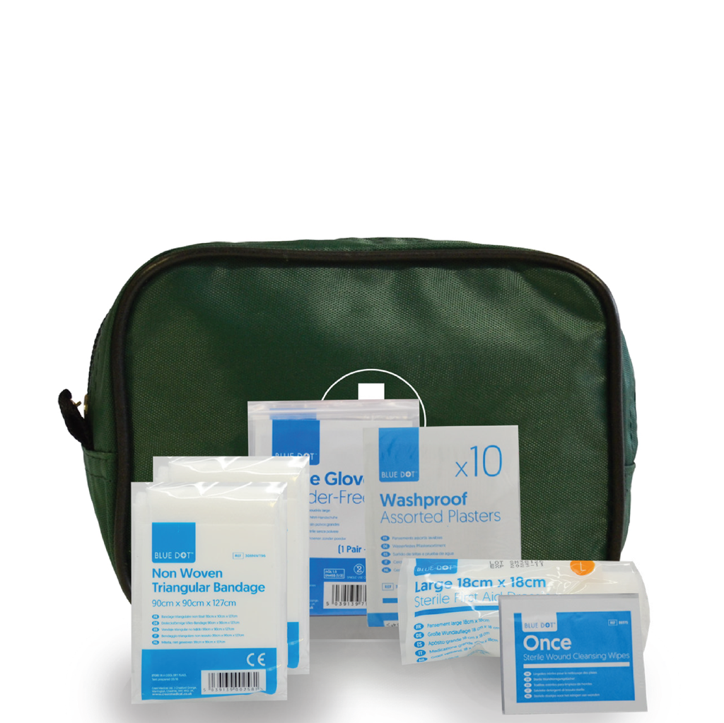 30FHSET1-CONTENTS-BLUE-DOT-Travel-First-Aid-Kit-1-Person-Gre