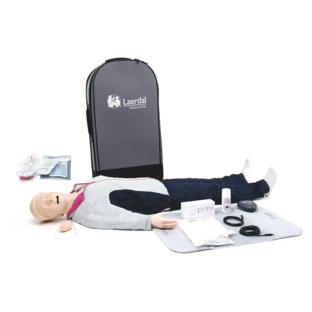 [174-01260] Laerdal Resusci Anne QCPR AED Airway Head Full Body with Trolley Bag