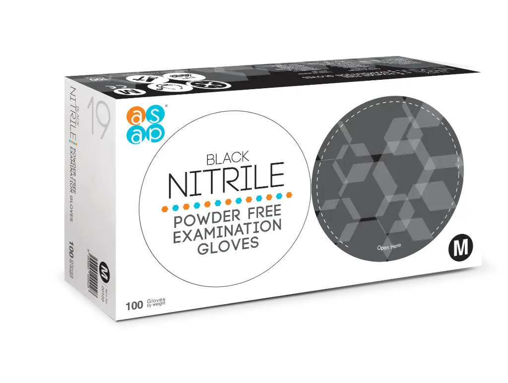 Black Nitrile LARGE PF Gloves 3.5g, Case (1000)