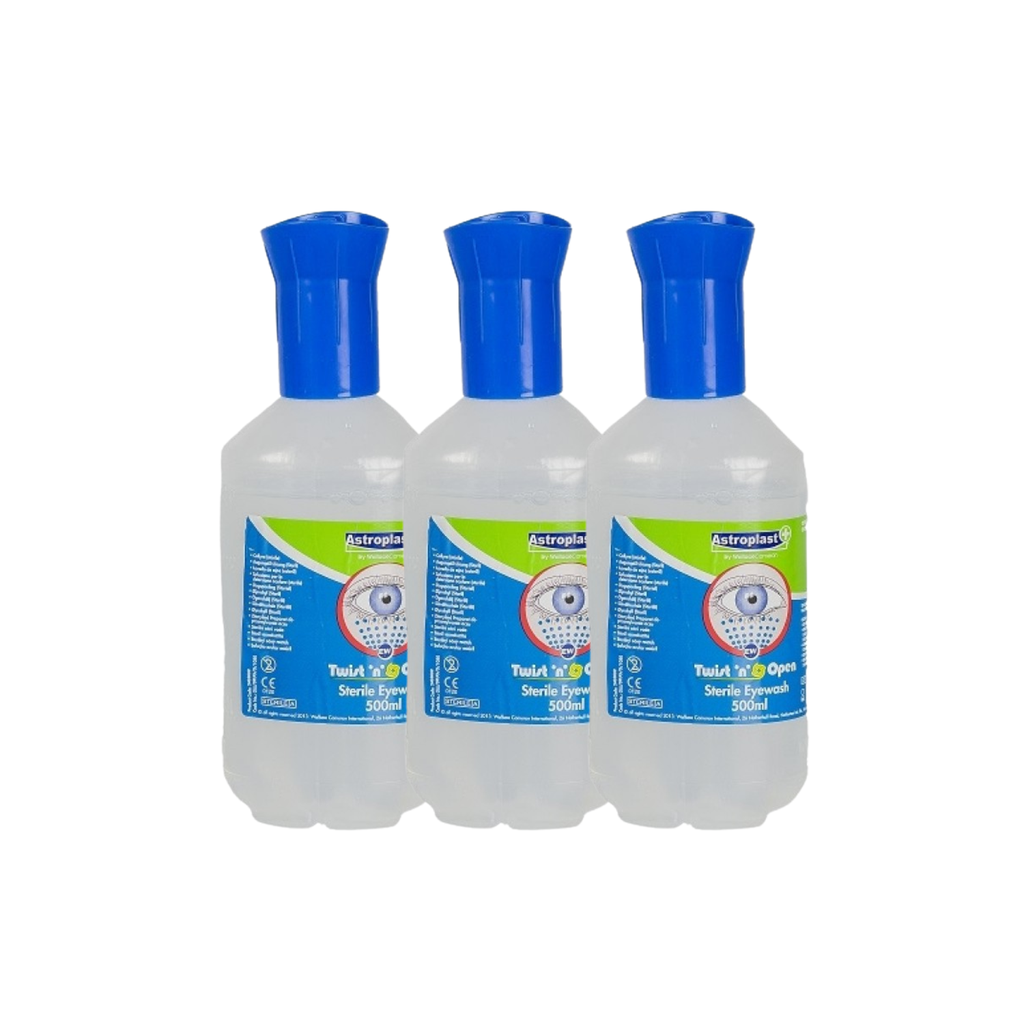 REFILL, Twist 'n' Open Sterile Eye Wash 500ml PP 3 Pack