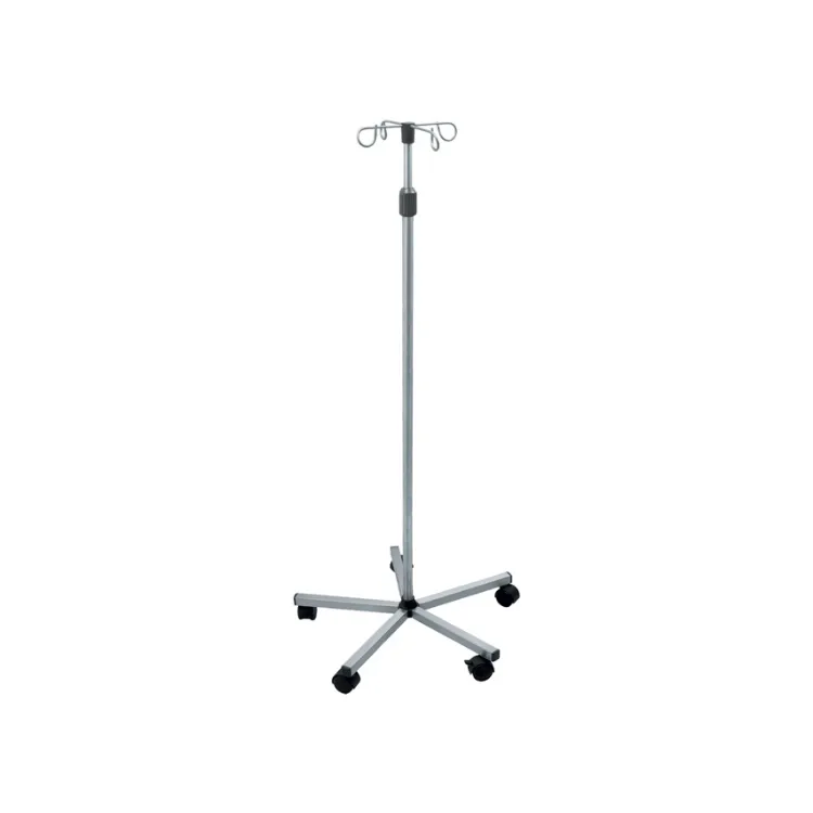 [27839] IV Stand, 5 Wheel, 4 Hooks, Stainless Steel