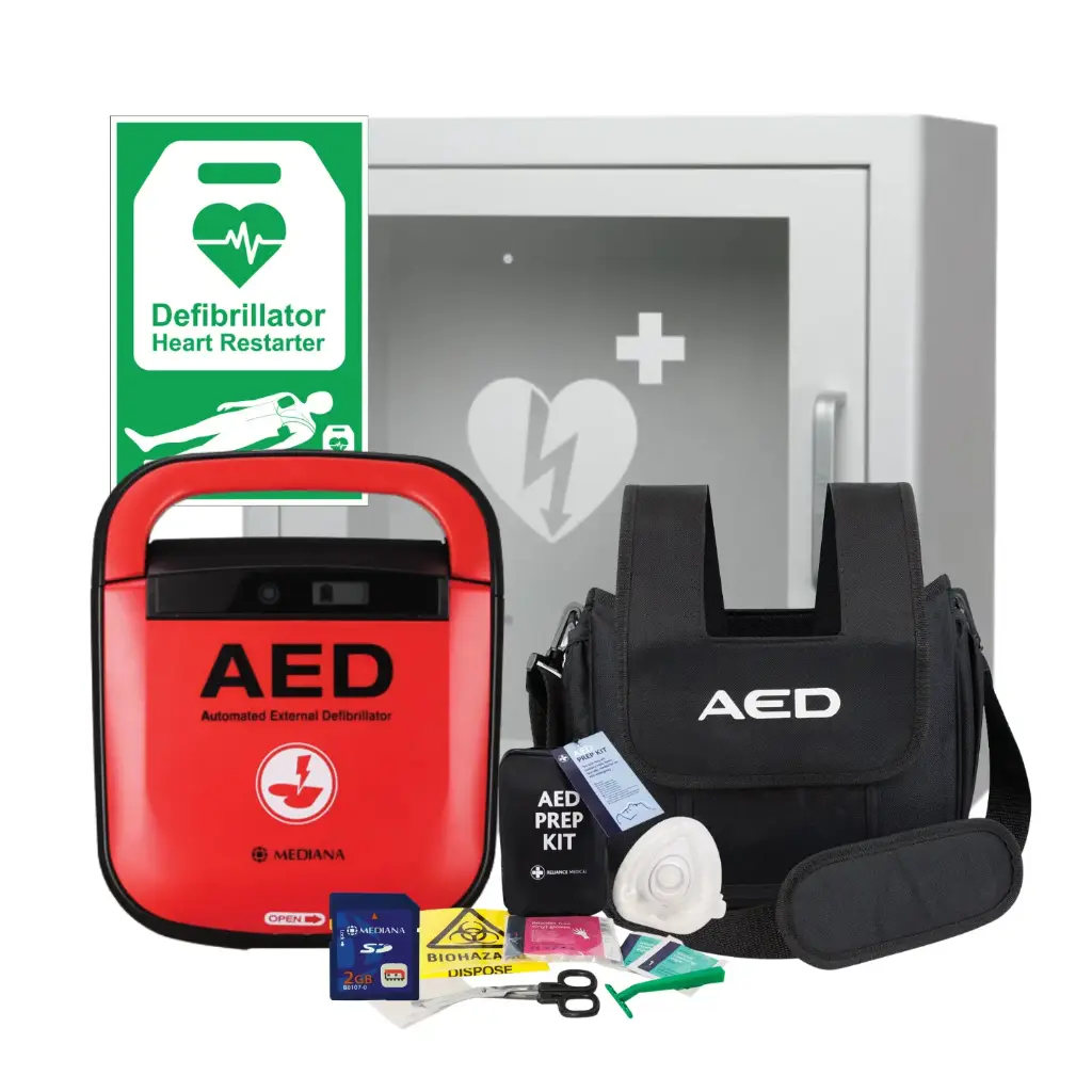 [A15M-BI] BUNDLE DEAL | Mediana HeartOn A15 AED & Arky Indoor Cabinet