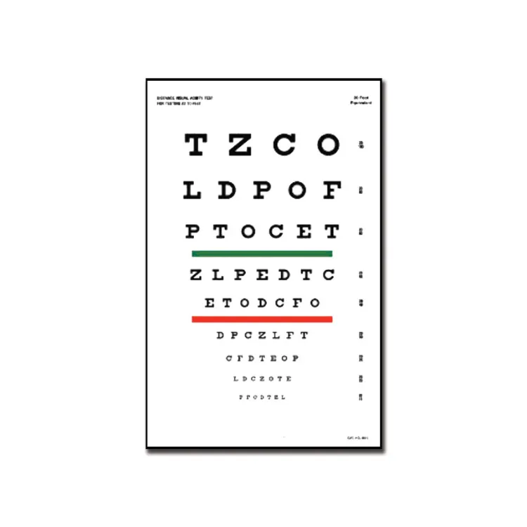 Snellen Optometric Chart 3m with Red Green Visual Acuity Test