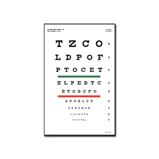 Snellen Optometric Chart 3m with Red Green Visual Acuity Test