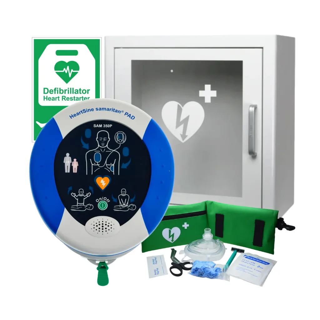 [350-BAS-BI] BUNDLE DEAL | HeartSine PAD 350P AED & Arky Indoor Cabinet