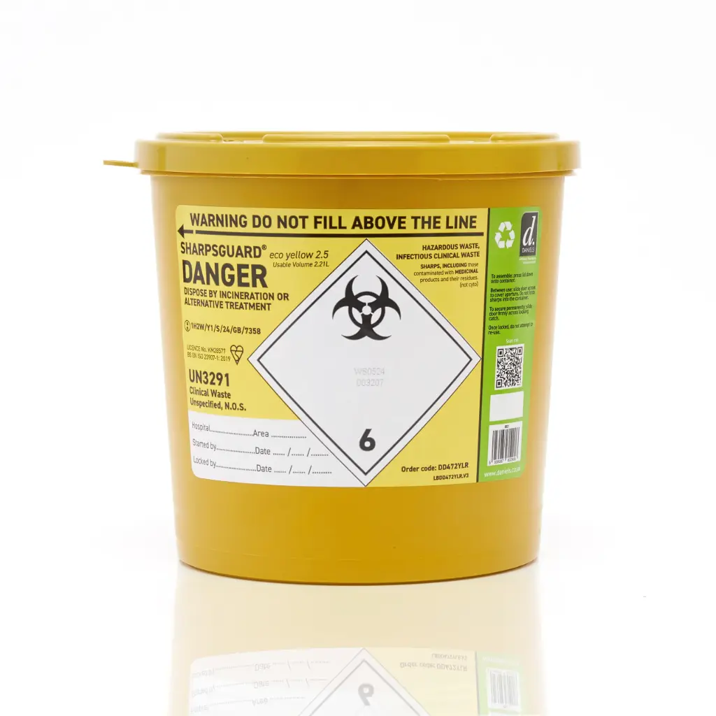 BioSafe Biohazard 2.5 Litre Sharps Disposal Container