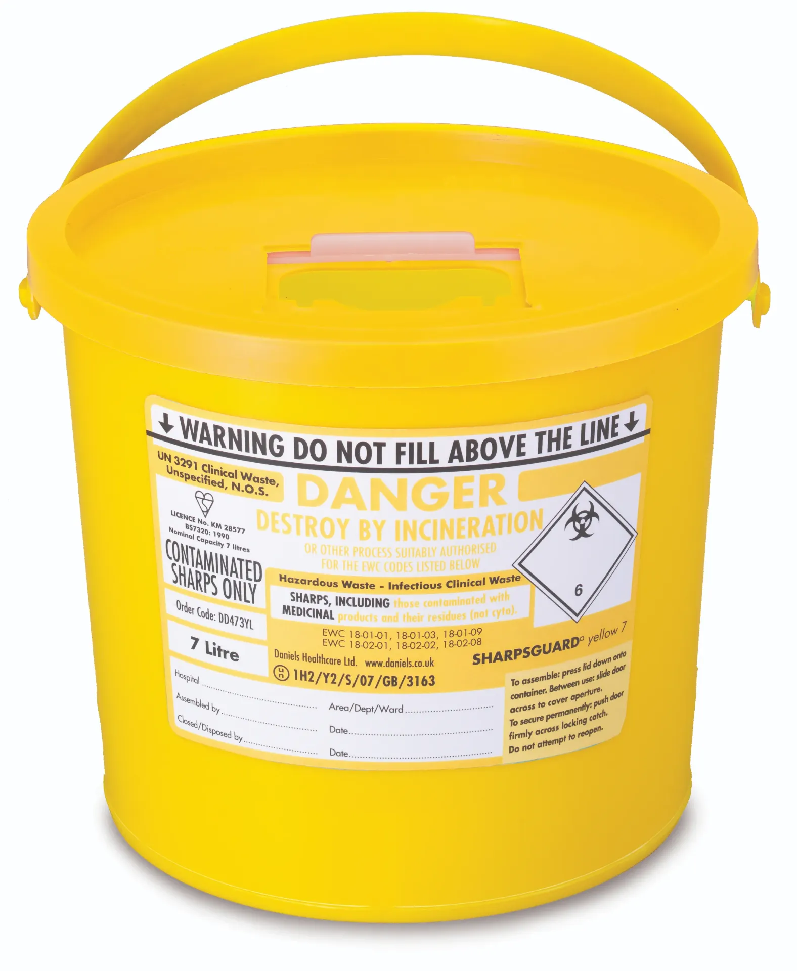 [51068] BioSafe Biohazard 7 Litre Sharps Disposal Container