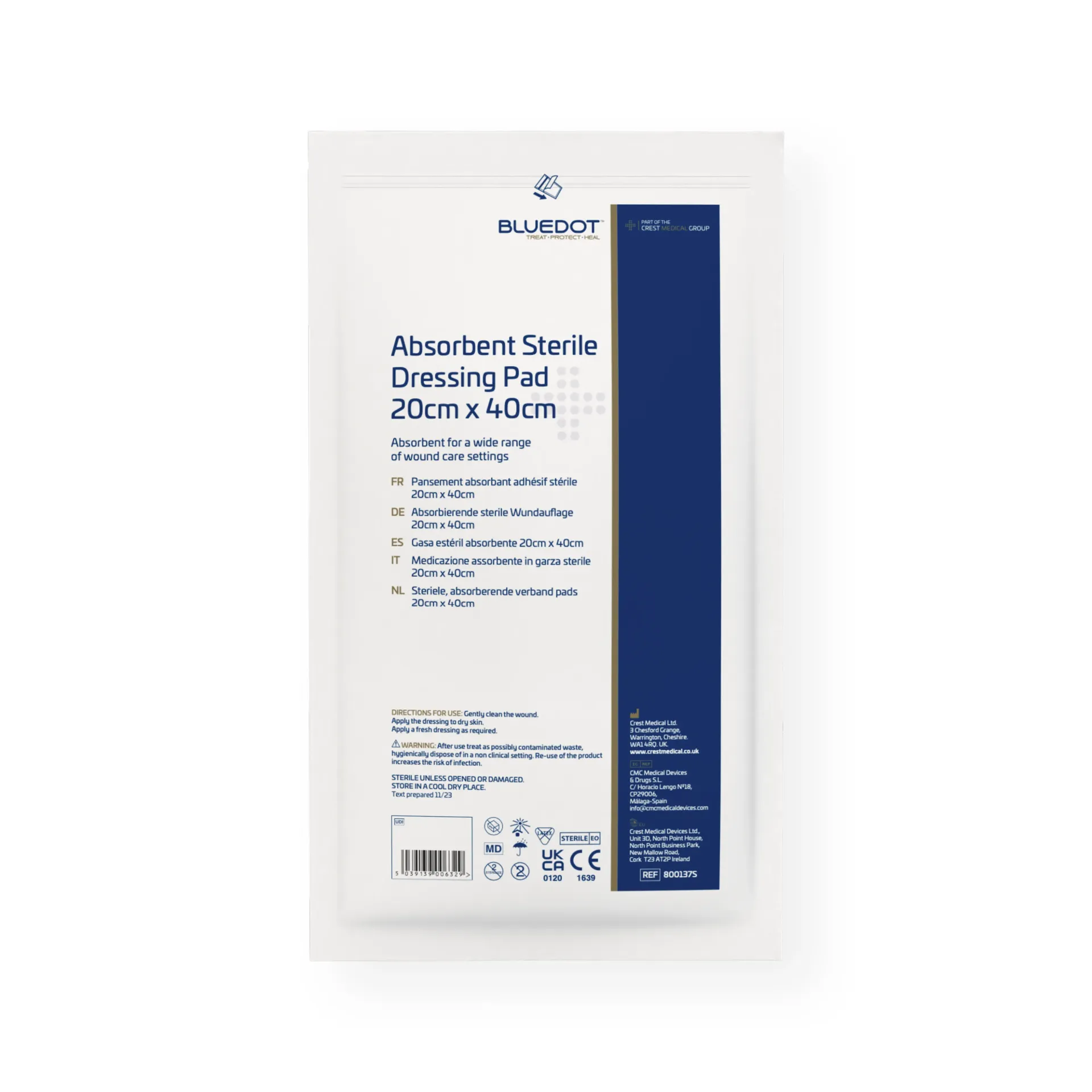 Sterile Absorbent Dressing Pads 20cm x 40cm, Pack of 16