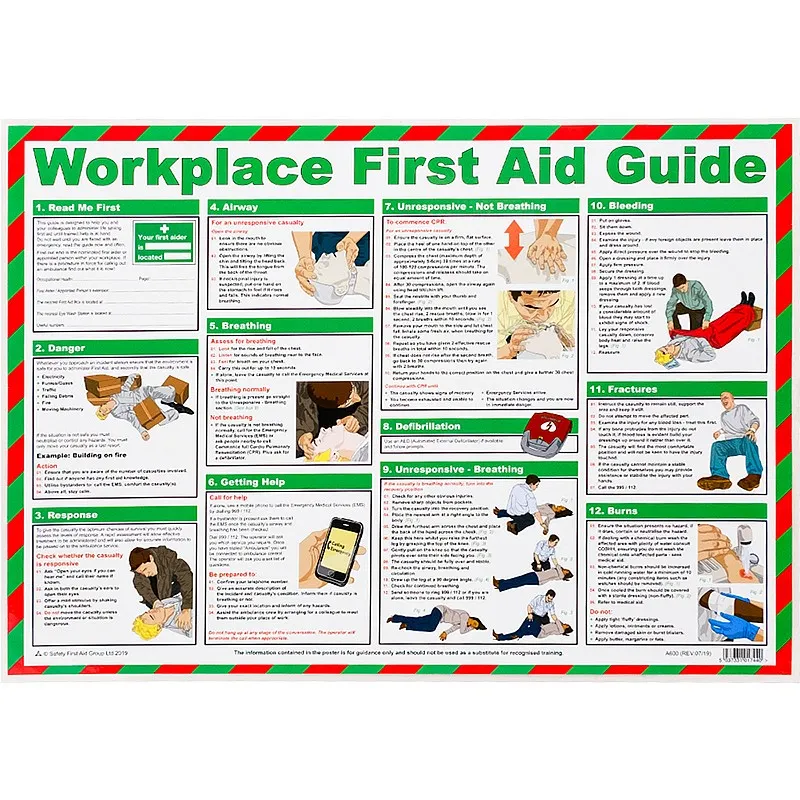 [A600] Workplace First Aid Guide Poster, A2 (Laminated)
