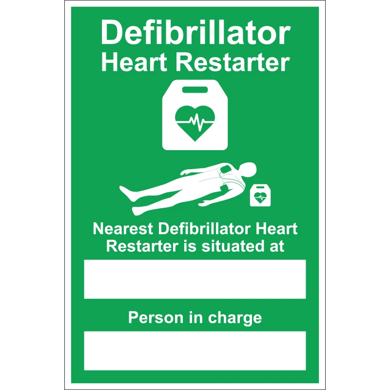 Nearest AED & Person in Charge A4 Rigid Sign 20 x 30cm
