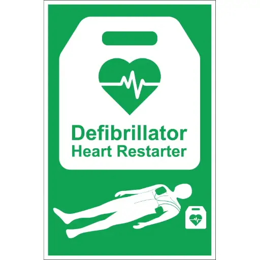 AED Defibrillator Heart Restarter Sign Rigid