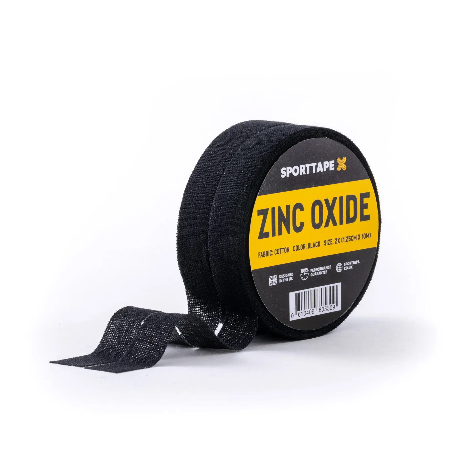 ZINC OXIDE TAPE | HAND TEAR, 1.25cm x 10m x 2, BLACK