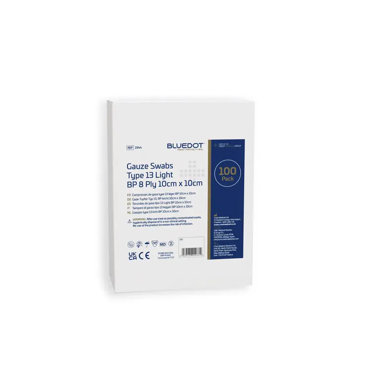 [1544] Gauze Swabs Type 13 Light BP 8 Ply 10cm x 10cm