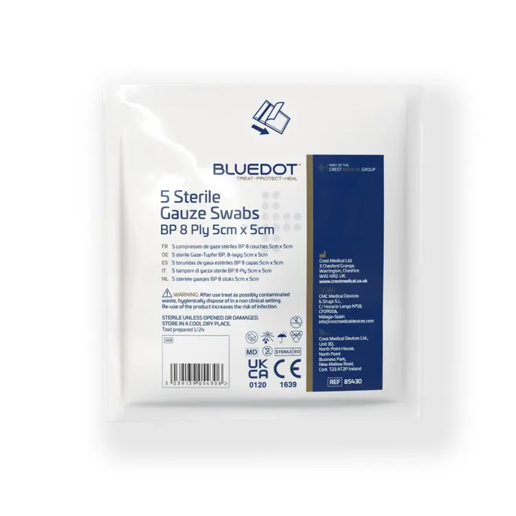 Sterile Gauze Swabs BP 8 Ply 5cm x 5cm