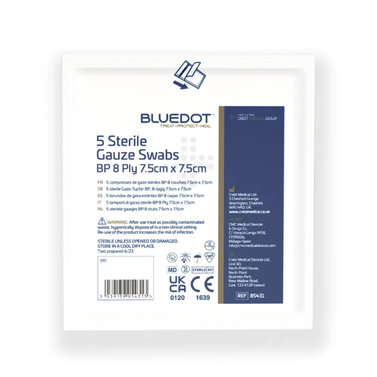 [85431] Sterile Gauze Swabs BP 8 Ply 7.5cm x 7.5cm