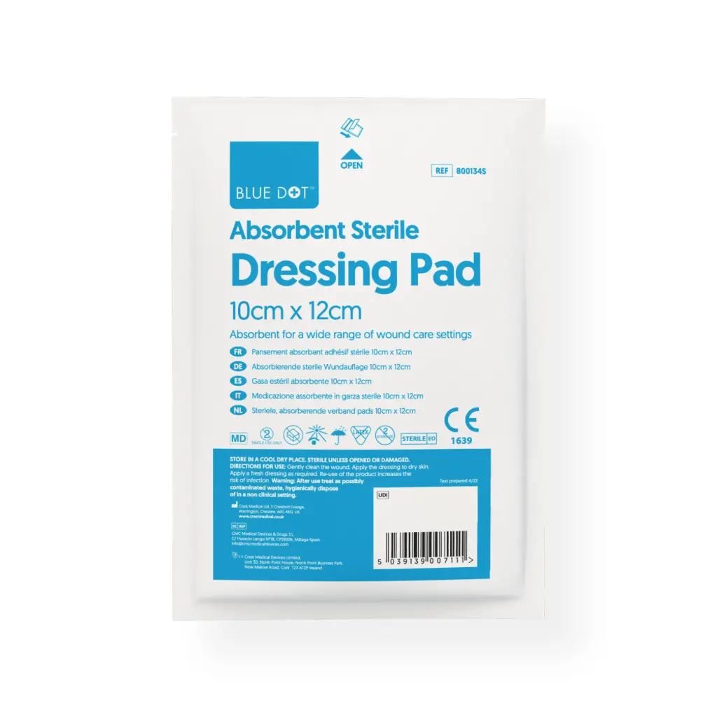 [800134] Sterile Absorbent Dressing Pads 10cm x 12cm