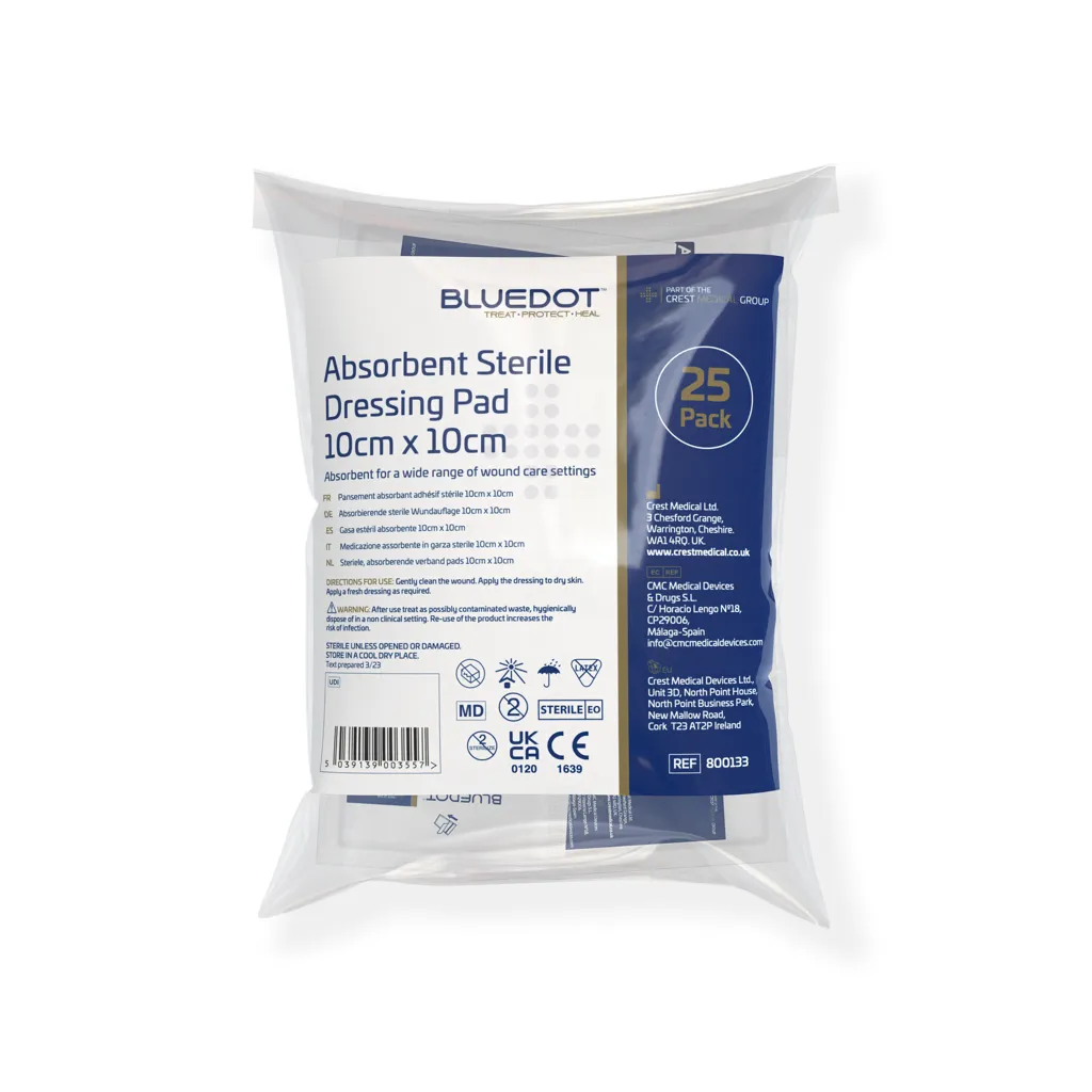 [800135] Sterile Absorbent Dressing Pads 10cm x 20cm