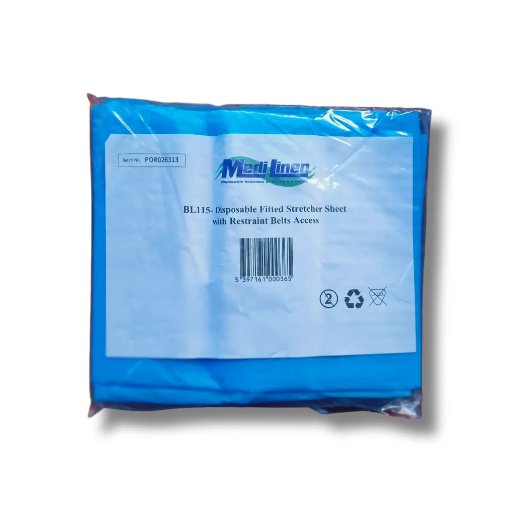Fitted Stretcher Sheet with Restraint Belts Access