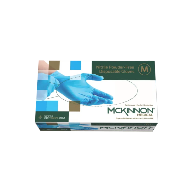 Blue Nitrile PF Examination Gloves - MEDIUM