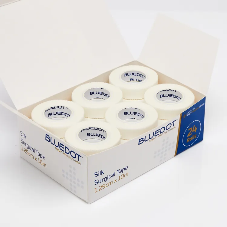 [8000007] Blue Dot Silk Surgical Tape 1.25cm x 10m - 24 Rolls