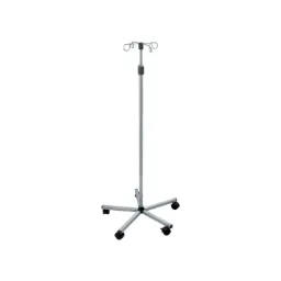 IV Stand, 5 Wheel, 4 Hooks, Stainless Steel